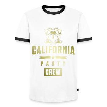 Équipage de fête en Californie - T-shirt contrasté Homme - blanc/noir - Devant - AI Model Female 172 light (172cm) & AI Model Male 178 dark (178cm)