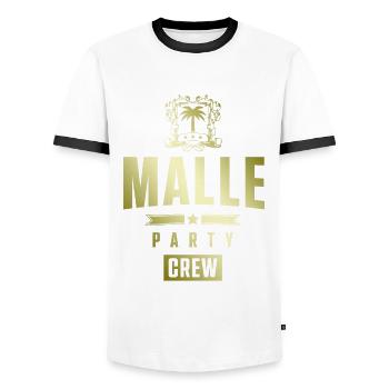 Malle Party Crew - Men's Ringer Shirt - white/black - Front - AI Model Female 172 light (172cm) & AI Model Male 178 dark (178cm)