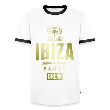 Ibiza Party Crew - Men's Ringer Shirt - white/black - Front - AI Model Female 172 light (172cm) & AI Model Male 178 dark (178cm)