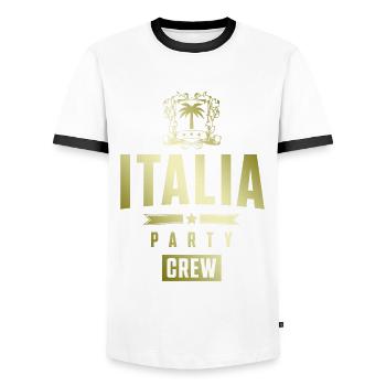 Équipage de l’Italia Party - T-shirt contrasté Homme - blanc/noir - Devant - AI Model Female 172 light (172cm) & AI Model Male 178 dark (178cm)