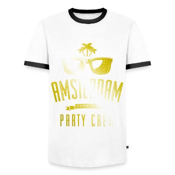 Amsterdam Party Crew - Men's Ringer Shirt - white/black - Front - AI Model Female 172 light (172cm) & AI Model Male 178 dark (178cm)