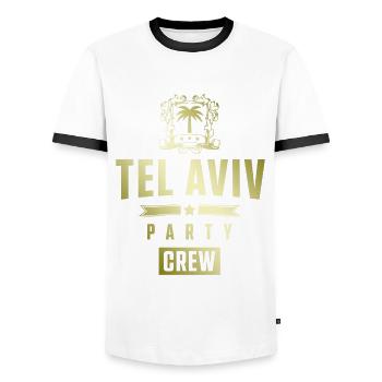 Tel Aviv Party Crew - T-shirt contrasté Homme - blanc/noir - Devant - AI Model Female 172 light (172cm) & AI Model Male 178 dark (178cm)
