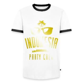 Équipage de fête en Indonésie - T-shirt contrasté Homme - blanc/noir - Devant - AI Model Female 172 light (172cm) & AI Model Male 178 dark (178cm)