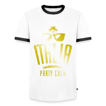 Équipage de l’Italia Party - T-shirt contrasté Homme - blanc/noir - Devant - AI Model Female 172 light (172cm) & AI Model Male 178 dark (178cm)