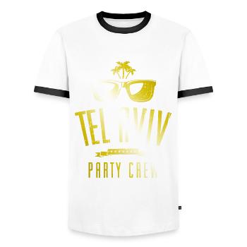 Tel Aviv Party Crew - T-shirt contrasté Homme - blanc/noir - Devant - AI Model Female 172 light (172cm) & AI Model Male 178 dark (178cm)