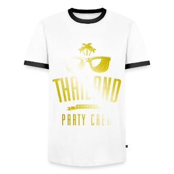 Thailand Party Crew - Men's Ringer Shirt - white/black - Front - AI Model Female 172 light (172cm) & AI Model Male 178 dark (178cm)