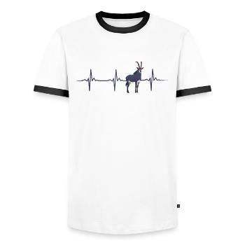 Great antelope heartbeat design - Men's Ringer Shirt - white/black - Front - AI Model Female 172 light (172cm) & AI Model Male 178 dark (178cm)