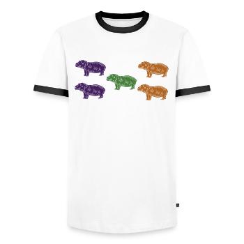 Flusspferde - Männer Kontrast-T-Shirt - Weiß/Schwarz - Vorne - AI Model Female 172 light (172cm) & AI Model Male 178 dark (178cm)