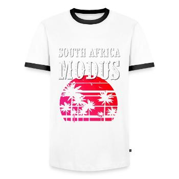South Africa Modus - Männer Kontrast-T-Shirt - Weiß/Schwarz - Vorne - AI Model Female 172 light (172cm) & AI Model Male 178 dark (178cm)