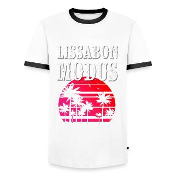 Lissabon Modus - Männer Kontrast-T-Shirt - Weiß/Schwarz - Vorne - AI Model Female 172 light (172cm) & AI Model Male 178 dark (178cm)