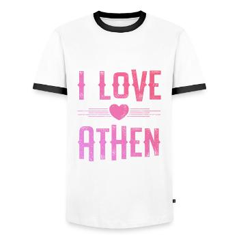 J’aime Athènes - T-shirt contrasté Homme - blanc/noir - Devant - AI Model Female 172 light (172cm) & AI Model Male 178 dark (178cm)