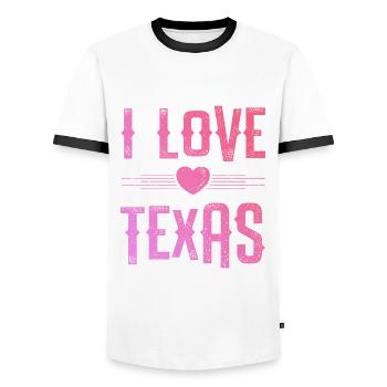 I Love Texas - Men's Ringer Shirt - white/black - Front - AI Model Female 172 light (172cm) & AI Model Male 178 dark (178cm)