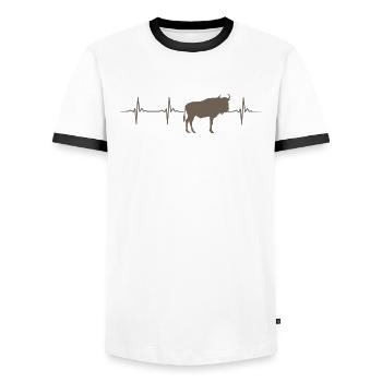 Wildebeest heartbeat - Men's Ringer Shirt - white/black - Front - AI Model Female 172 light (172cm) & AI Model Male 178 dark (178cm)