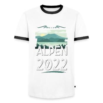 Alps 2022 - Men's Ringer Shirt - white/black - Front - AI Model Female 172 light (172cm) & AI Model Male 178 dark (178cm)