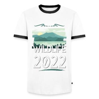 Wildlife 2022 - Men's Ringer Shirt - white/black - Front - AI Model Female 172 light (172cm) & AI Model Male 178 dark (178cm)