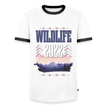 Wildlife 2022 - Men's Ringer Shirt - white/black - Front - AI Model Female 172 light (172cm) & AI Model Male 178 dark (178cm)