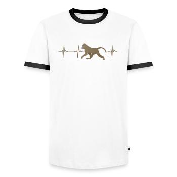 Baboon Heartbeat Design - Men's Ringer Shirt - white/black - Front - AI Model Female 172 light (172cm) & AI Model Male 178 dark (178cm)