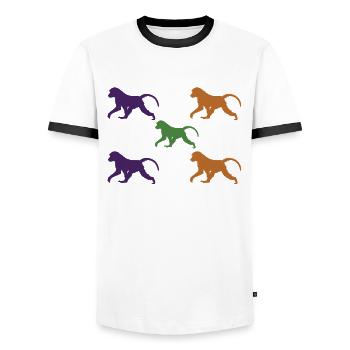 5 Baboons Gift Monkeys - Men's Ringer Shirt - white/black - Front - AI Model Female 172 light (172cm) & AI Model Male 178 dark (178cm)