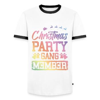 Christmas Party Gang Members - Men's Ringer Shirt - white/black - Front - AI Model Female 172 light (172cm) & AI Model Male 178 dark (178cm)
