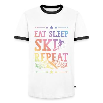 Eat Sleep Ski Repeat - Männer Kontrast-T-Shirt - Weiß/Schwarz - Vorne - AI Model Female 172 light (172cm) & AI Model Male 178 dark (178cm)