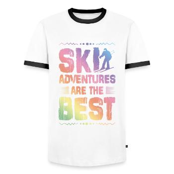 Aventures de ski - T-shirt contrasté Homme - blanc/noir - Devant - AI Model Female 172 light (172cm) & AI Model Male 178 dark (178cm)