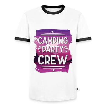 Équipe de fête de camping - T-shirt contrasté Homme - blanc/noir - Devant - AI Model Female 172 light (172cm) & AI Model Male 178 dark (178cm)