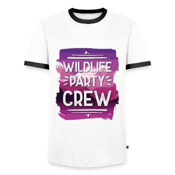 Équipe de fête de la faune - T-shirt contrasté Homme - blanc/noir - Devant - AI Model Female 172 light (172cm) & AI Model Male 178 dark (178cm)