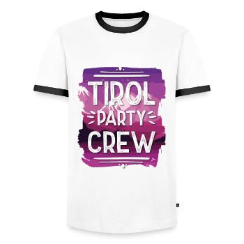 Tirol Party Crew - T-shirt contrasté Homme - blanc/noir - Devant - AI Model Female 172 light (172cm) & AI Model Male 178 dark (178cm)