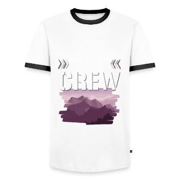 Équipe de fête de camping - T-shirt contrasté Homme - blanc/noir - Devant - AI Model Female 172 light (172cm) & AI Model Male 178 dark (178cm)