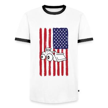 USA Radlader Amerika - Männer Kontrast-T-Shirt - Weiß/Schwarz - Vorne - AI Model Female 172 light (172cm) & AI Model Male 178 dark (178cm)