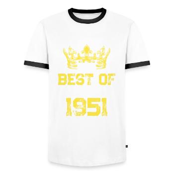 1951 best of Geburtstag - Männer Kontrast-T-Shirt - Weiß/Schwarz - Vorne - AI Model Female 172 light (172cm) & AI Model Male 178 dark (178cm)