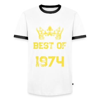 1974 best of birthday - Men's Ringer Shirt - white/black - Front - AI Model Female 172 light (172cm) & AI Model Male 178 dark (178cm)