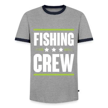 Équipage de pêche - T-shirt contrasté Homme - gris/marine  - Devant - AI Model Female 172 light (172cm) & AI Model Male 178 light (178cm)