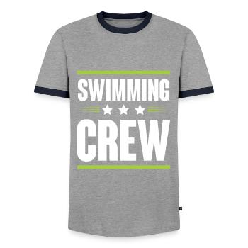 Équipage de natation - T-shirt contrasté Homme - gris/marine  - Devant - AI Model Female 172 light (172cm) & AI Model Male 178 light (178cm)