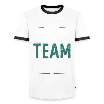 Équipe de cricket - T-shirt contrasté Homme - blanc/noir - Devant - AI Model Female 172 light (172cm) & AI Model Male 178 dark (178cm)