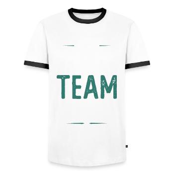 Darts Team - Männer Kontrast-T-Shirt - Weiß/Schwarz - Vorne - AI Model Female 172 light (172cm) & AI Model Male 178 dark (178cm)