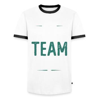 Fishing Team - Men's Ringer Shirt - white/black - Front - AI Model Female 172 light (172cm) & AI Model Male 178 dark (178cm)