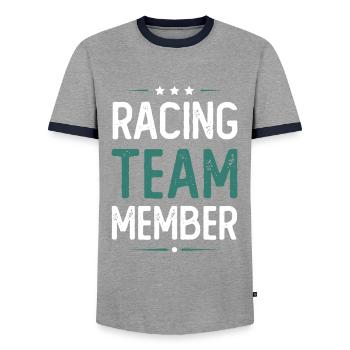 Racing Team - Men's Ringer Shirt - grey/navy  - Front - AI Model Female 172 light (172cm) & AI Model Male 178 light (178cm)