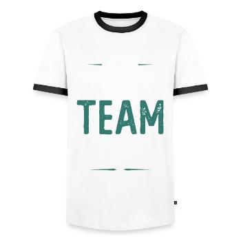 Running Team - Männer Kontrast-T-Shirt - Weiß/Schwarz - Vorne - AI Model Female 172 light (172cm) & AI Model Male 178 dark (178cm)