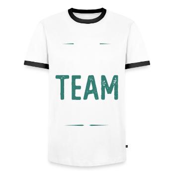Équipe de ski - T-shirt contrasté Homme - blanc/noir - Devant - AI Model Female 172 light (172cm) & AI Model Male 178 dark (178cm)