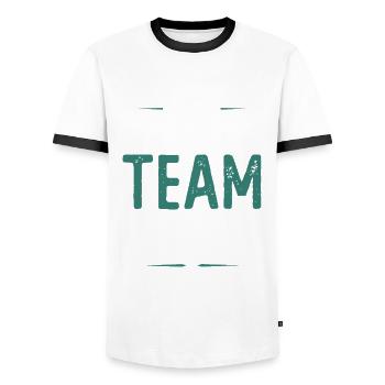 Volleyball Team - Men's Ringer Shirt - white/black - Front - AI Model Female 172 light (172cm) & AI Model Male 178 dark (178cm)