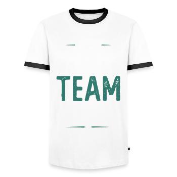 Équipe végétalienne - T-shirt contrasté Homme - blanc/noir - Devant - AI Model Female 172 light (172cm) & AI Model Male 178 dark (178cm)