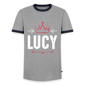 Lucy - Männer Kontrast-T-Shirt - Grau/Navy  - Vorne - AI Model Female 172 light (172cm) & AI Model Male 178 light (178cm)