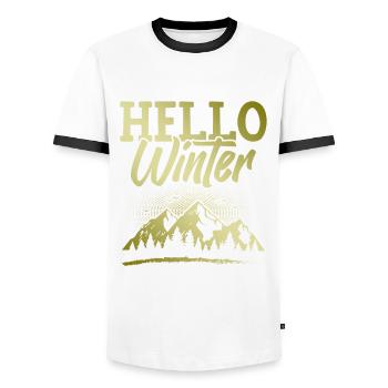 Bonjour Dire hiver - T-shirt contrasté Homme - blanc/noir - Devant - AI Model Female 172 light (172cm) & AI Model Male 178 dark (178cm)