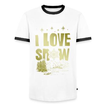 J’adore dire Snow - T-shirt contrasté Homme - blanc/noir - Devant - AI Model Female 172 light (172cm) & AI Model Male 178 dark (178cm)