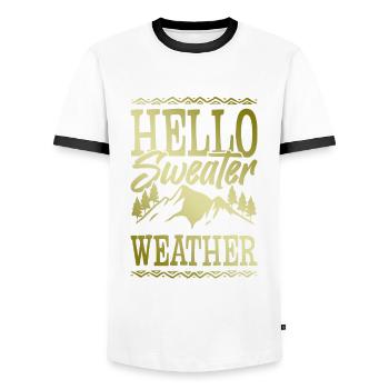 Hello Sweater Weather - Men's Ringer Shirt - white/black - Front - AI Model Female 172 light (172cm) & AI Model Male 178 dark (178cm)