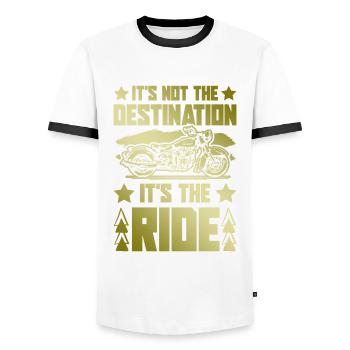 Motorrad Ziel - Männer Kontrast-T-Shirt - Weiß/Schwarz - Vorne - AI Model Female 172 light (172cm) & AI Model Male 178 dark (178cm)