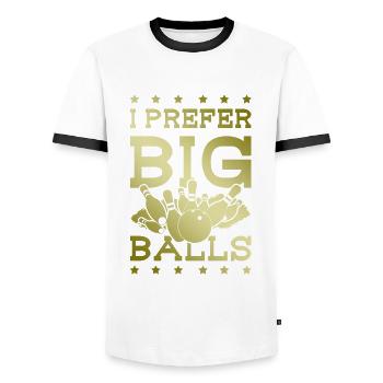 Grosses boules Bowling - T-shirt contrasté Homme - blanc/noir - Devant - AI Model Female 172 light (172cm) & AI Model Male 178 dark (178cm)