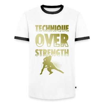 Wrestling ringen - Männer Kontrast-T-Shirt - Weiß/Schwarz - Vorne - AI Model Female 172 light (172cm) & AI Model Male 178 dark (178cm)