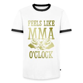 Mma Mixed matrial arts - Men's Ringer Shirt - white/black - Front - AI Model Female 172 light (172cm) & AI Model Male 178 dark (178cm)